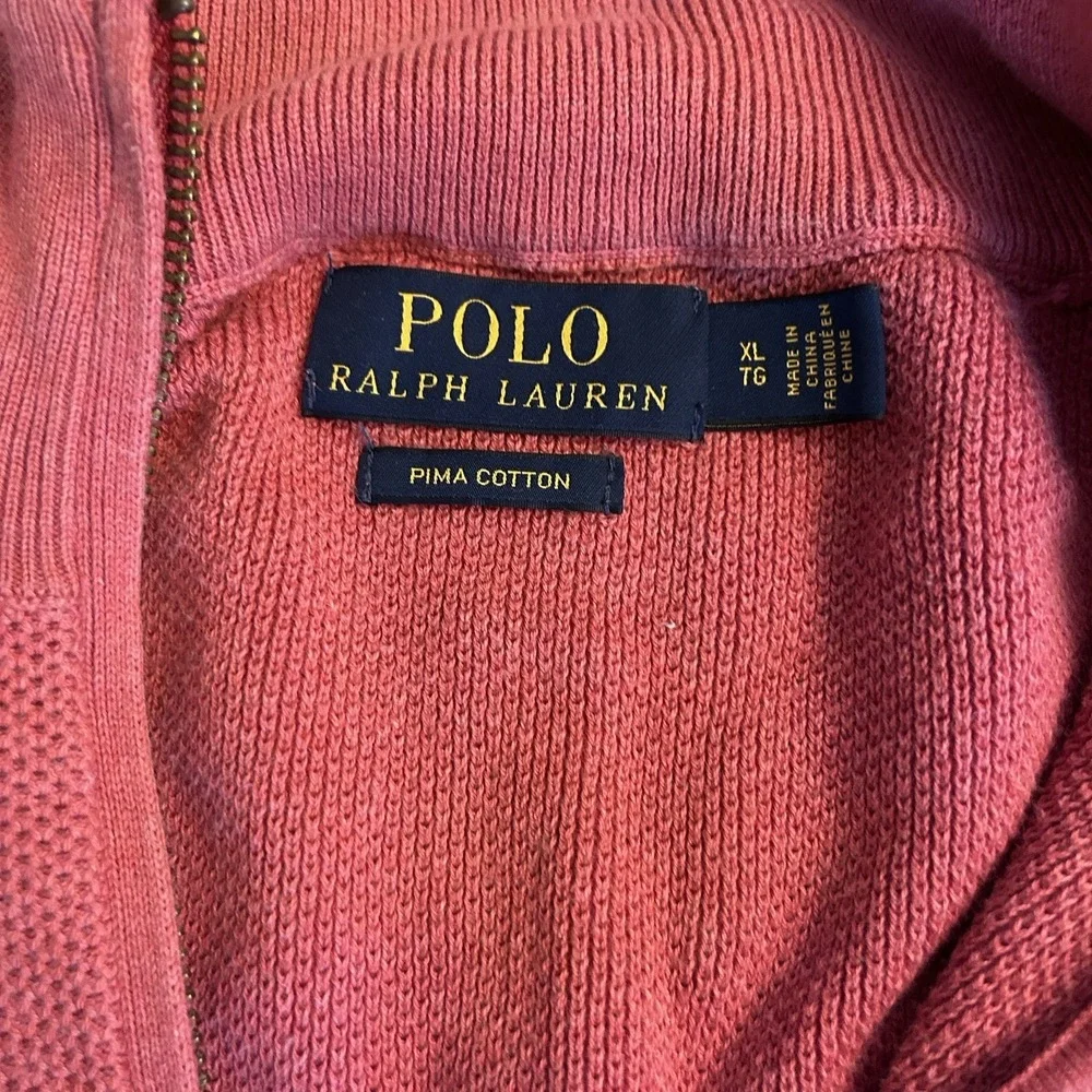 Polo Ralph Lauren Quarter Zip Men's Sweater Size‎ XL Coral Preppy Pima Cotton